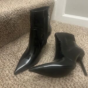 Zara Glossy Black Heeled Boots